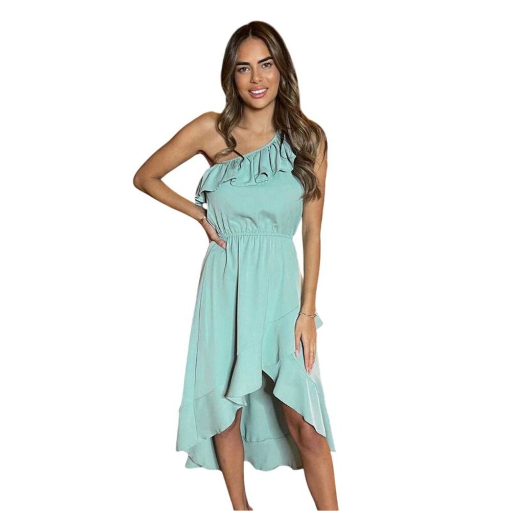 AX Paris Womens/Ladies Frill  One  Dress / Duck Egg